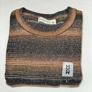 Mutual Weave Men XL T-Shirt Short Sleeve Sweater Stripe Brown Space Yarn Dye NWT